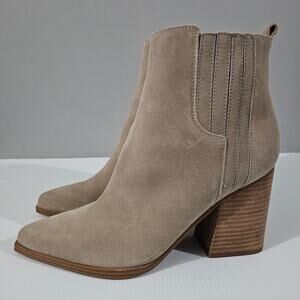 NEW Marc Fisher Oshay Ankle Bootie Womens 10 Tan Suede Heeled Chelsea Pull On
